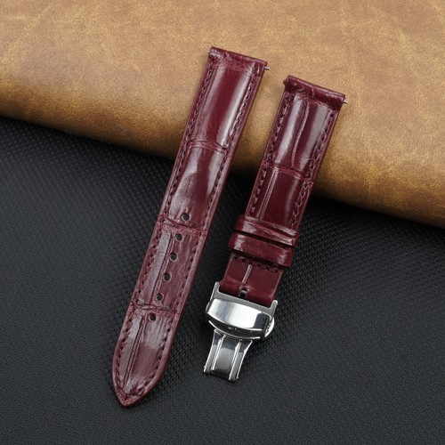 Burgundy leather watch strap - burgundy,