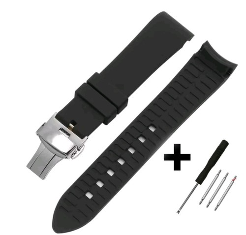 Black silicone rubber watch - black,