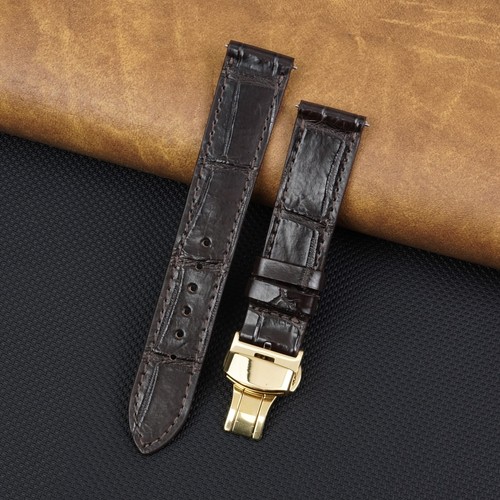 Flat brown leather watch - flat, strap