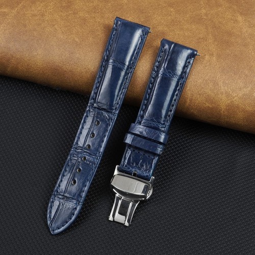 Blue leather watch - leather,