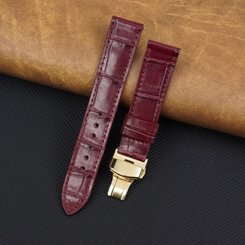 Flat burgundy leather watch - flat,