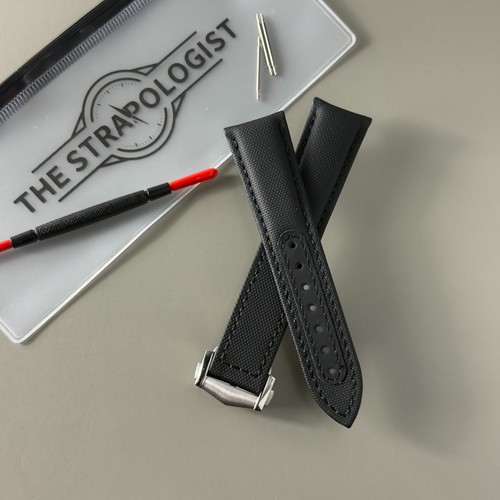 Black sailcloth watch strap - black,