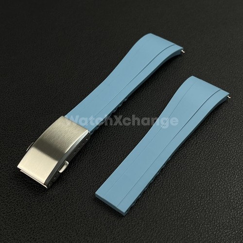 Blue rubber watch strap - rubber,