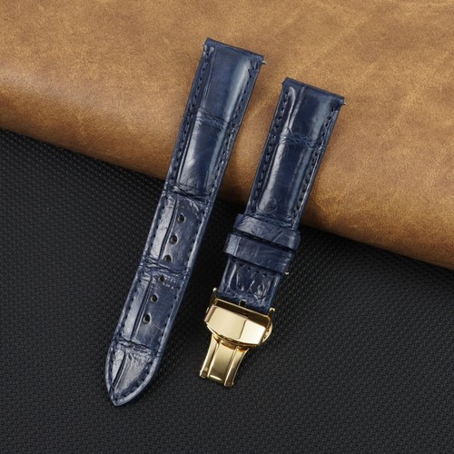 Blue leather watch strap - leather,