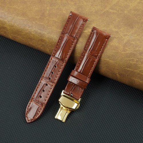 Brown leather watch strap - leather,