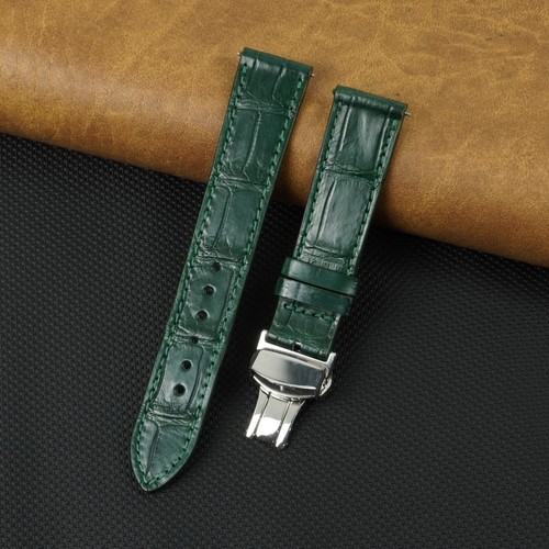 Flat green leather - green, strap