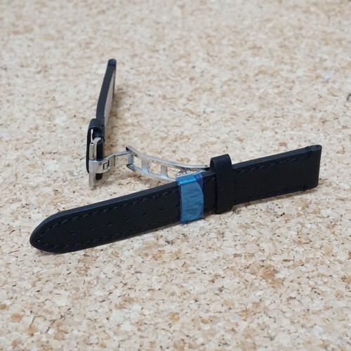 22mm black italian leather - black,