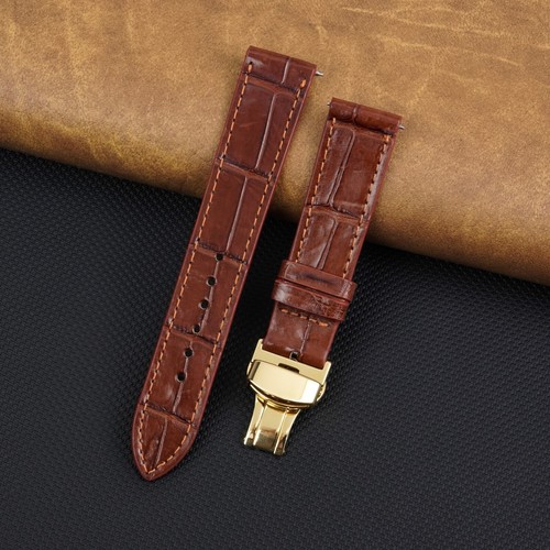 Flat brown leather - flat, strap
