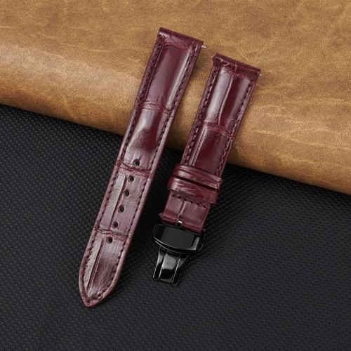 Burgundy leather watch strap - burgundy,