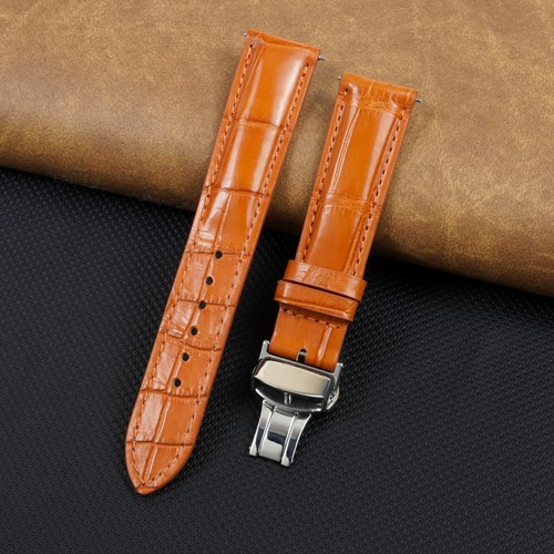 Orange leather watch strap - orange,